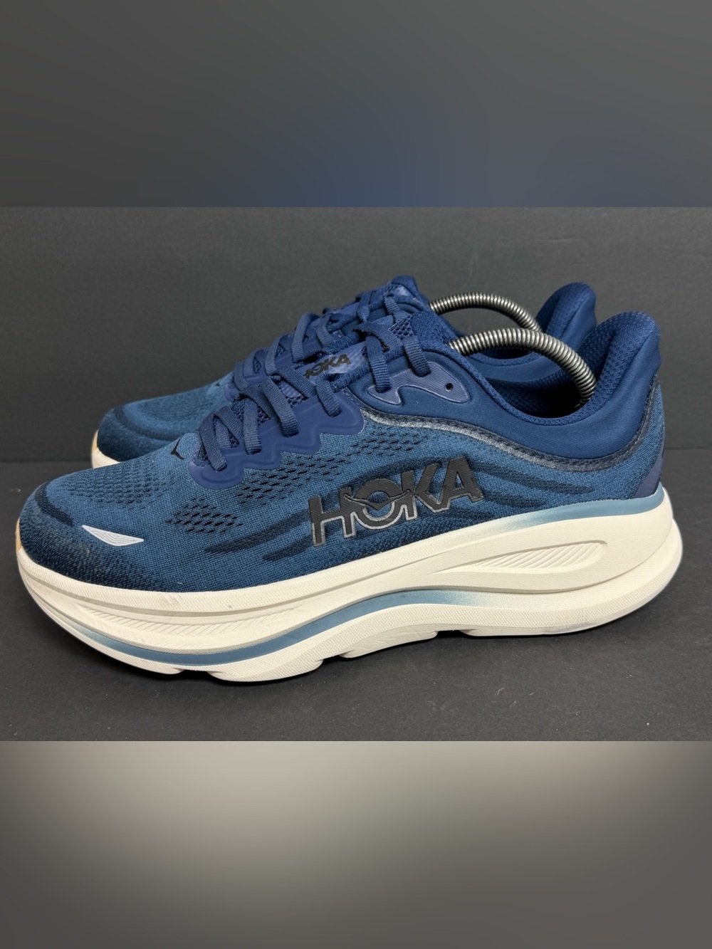 Hoka One One Bondi 9 Midnight Blue Varsity Navy Men's SZ 10.5 2E WIDE WORN ONCE